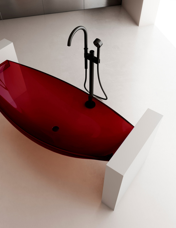 Photo Transparent bath Abber Kristall 180x80 AT9704Rubin red