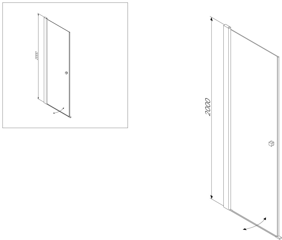 Photo Shower door to niche AM.PM Inspire W51G-D90-200-CT
