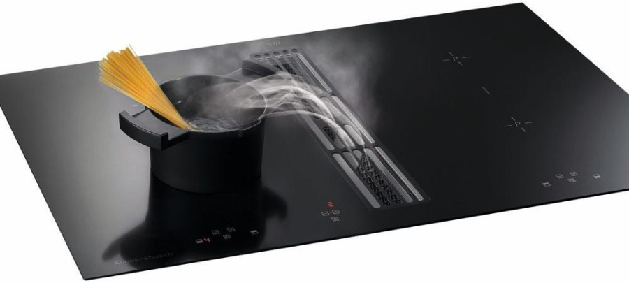 Photo Induction hob with Kuppersbusch KMI 8500.0 SR Black Velvet hood