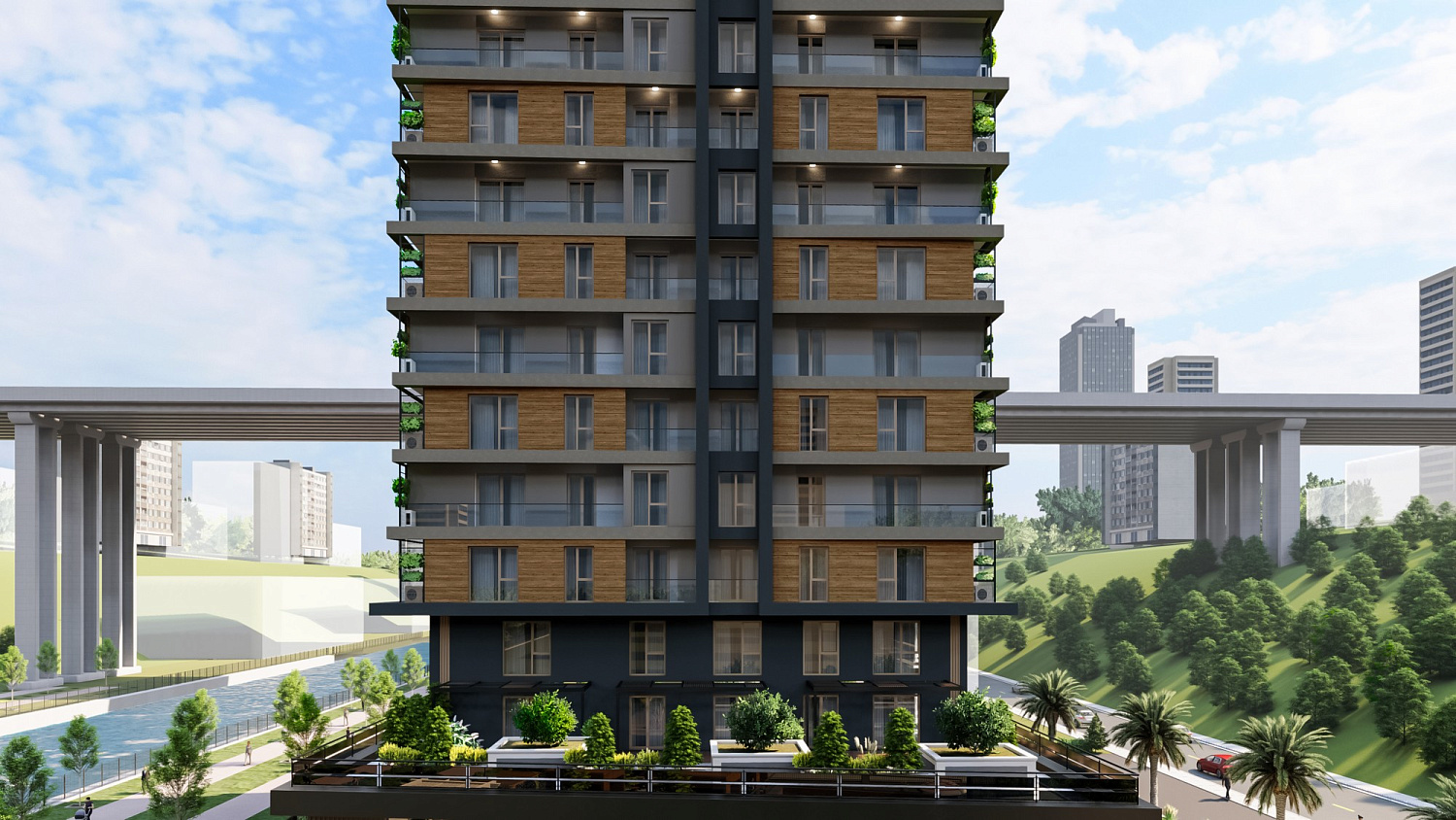 Modern residential complex with infrastructure