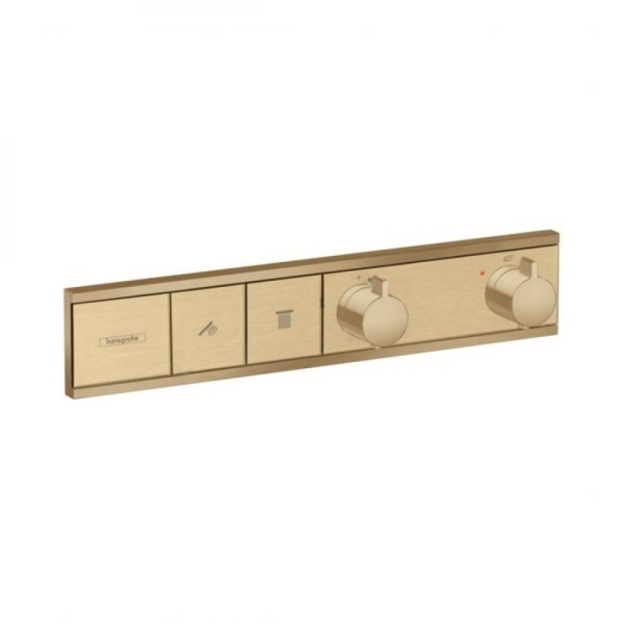 Photo Shower mixer with thermostat hansgrohe RainSelect 15380140 hidden installation, for 2 consumers, polished bronze