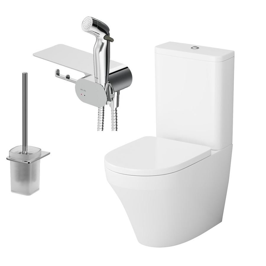 Photo AM.PM Inspire V2.0 CK50C1704W toilet with hygienic shower and accessories