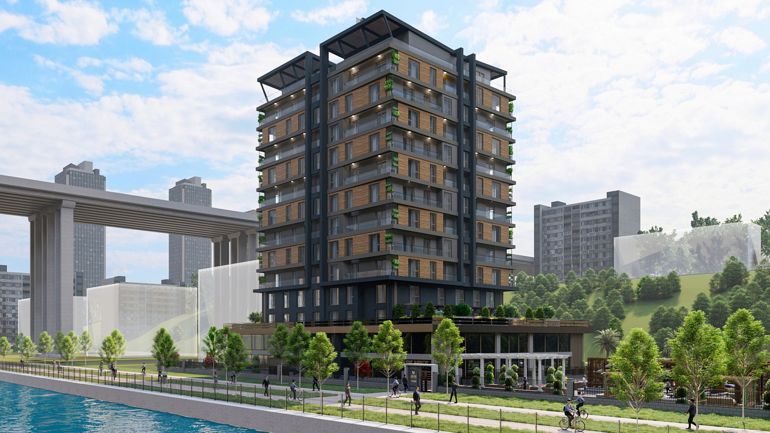 Modern residential complex with infrastructure