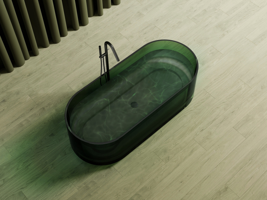 Photo Transparent bath Abber Kristall 170 AT9708Emerald green