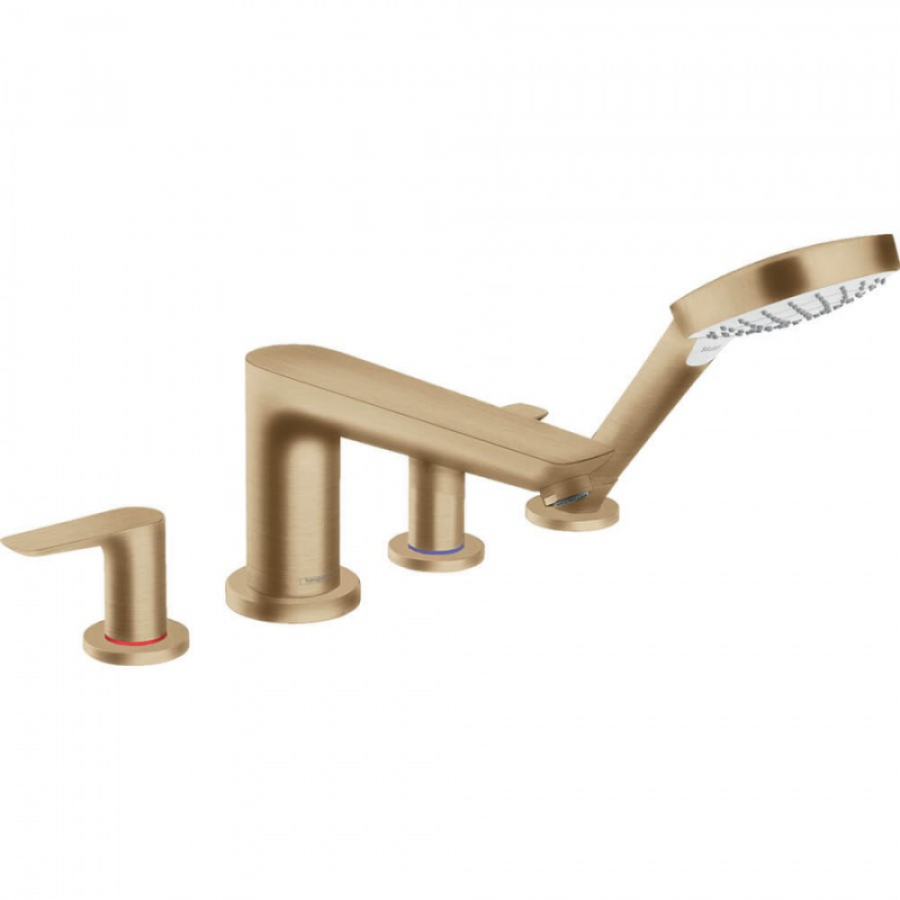 Photo Mixer on the edge of the bath hansgrohe Talis E 71748140 on 4 holes, polished bronze