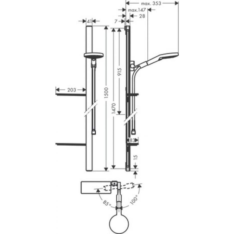 Photo Shower set hansgrohe Raindance Select S 120 3jet 27646000 with a 150 cm bar and soap box, chrome