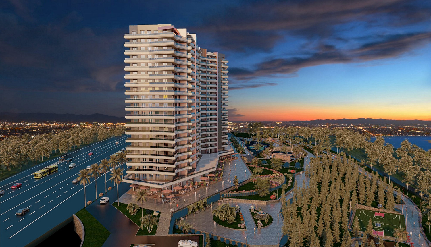 Modern complex with swimming pools and sports infrastructure