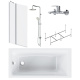 Photo Set of acrylic bath AM.PM Gem W90ASET-150D3W5 with frame and curtain on board the bath W90BS-D3W5-140CT+ shower system Gem with bath mixer F0790000+F90A10