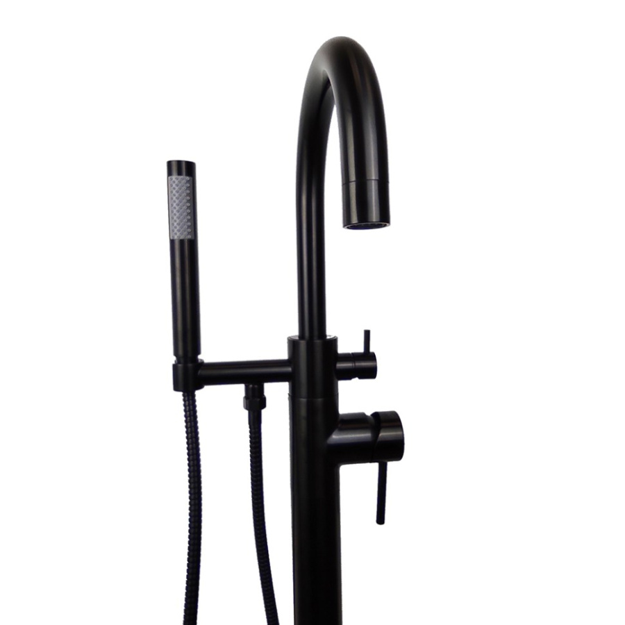 Photo Floor mixer Paini Cox 78PZ136LM for bath swivel pouring black matte PVD