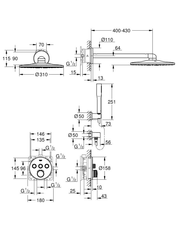 Photo Shower kit Grohe Grohtherm SmartControl 34705000