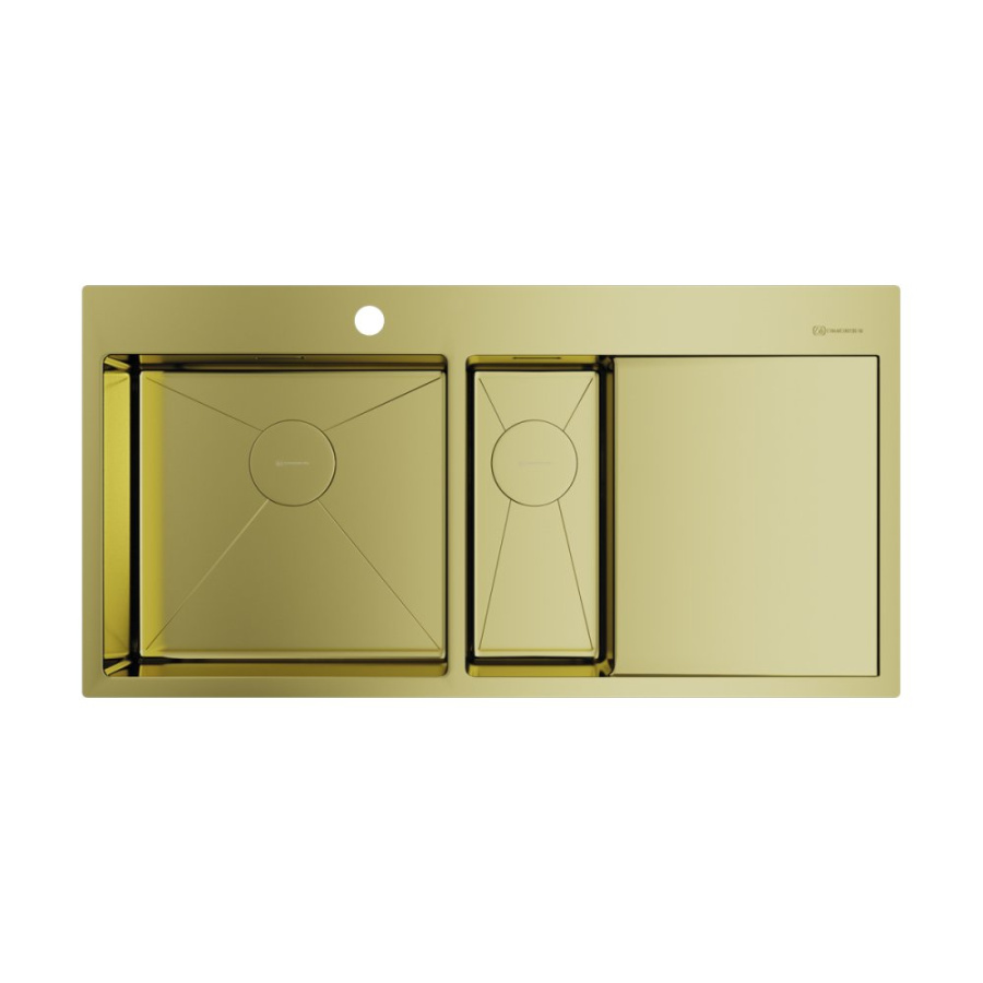 Photo Kitchen sink Omoikiri Akisame 100-2-LG-L stainless steel/light gold 4973089