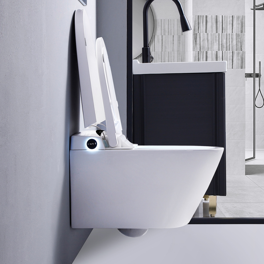 Photo Electronic hanging toilet with installation Timo TE-751B white / black