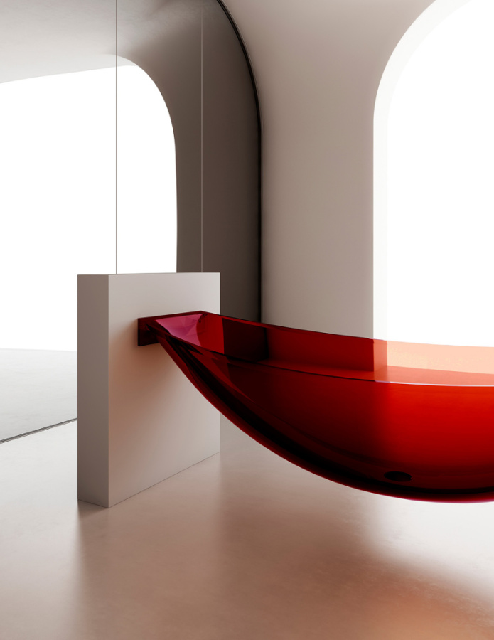 Photo Transparent bath Abber Kristall 180x80 AT9704Rubin red