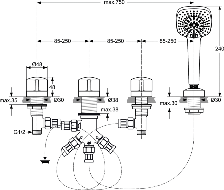 Photo Bath mixer and shower Ideal Standard Melange A4292AA