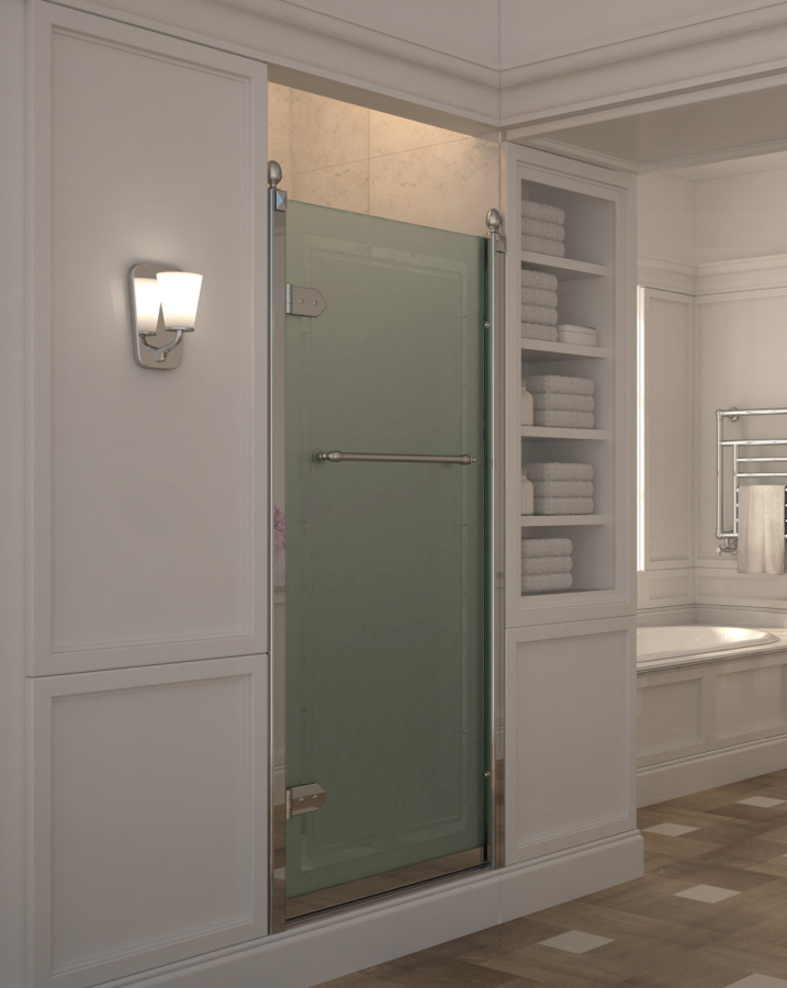 Photo Shower door to the niche Devon & Devon Savoy V80 right, chrome / matte glass with decor