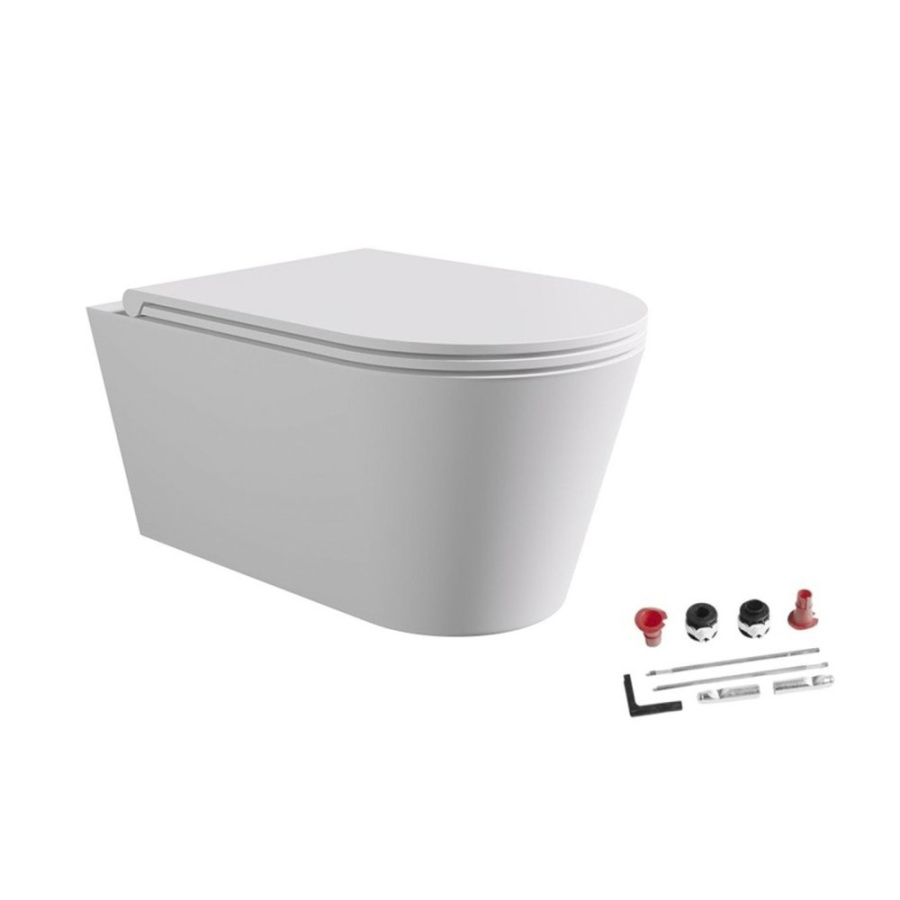 Photo Suspension toilet with lid and seat Alice Hide Round 31170109SET white matte