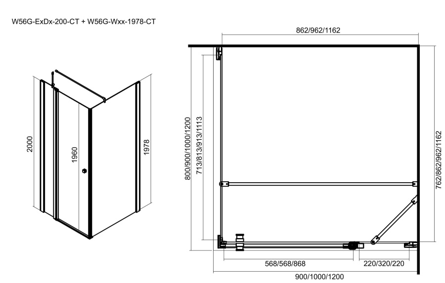 Photo Shower door to niche AM.PM Inspire W51G-E3D9-200-CT