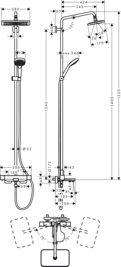 Photo Shower stand hansgrohe Croma E 27687000
