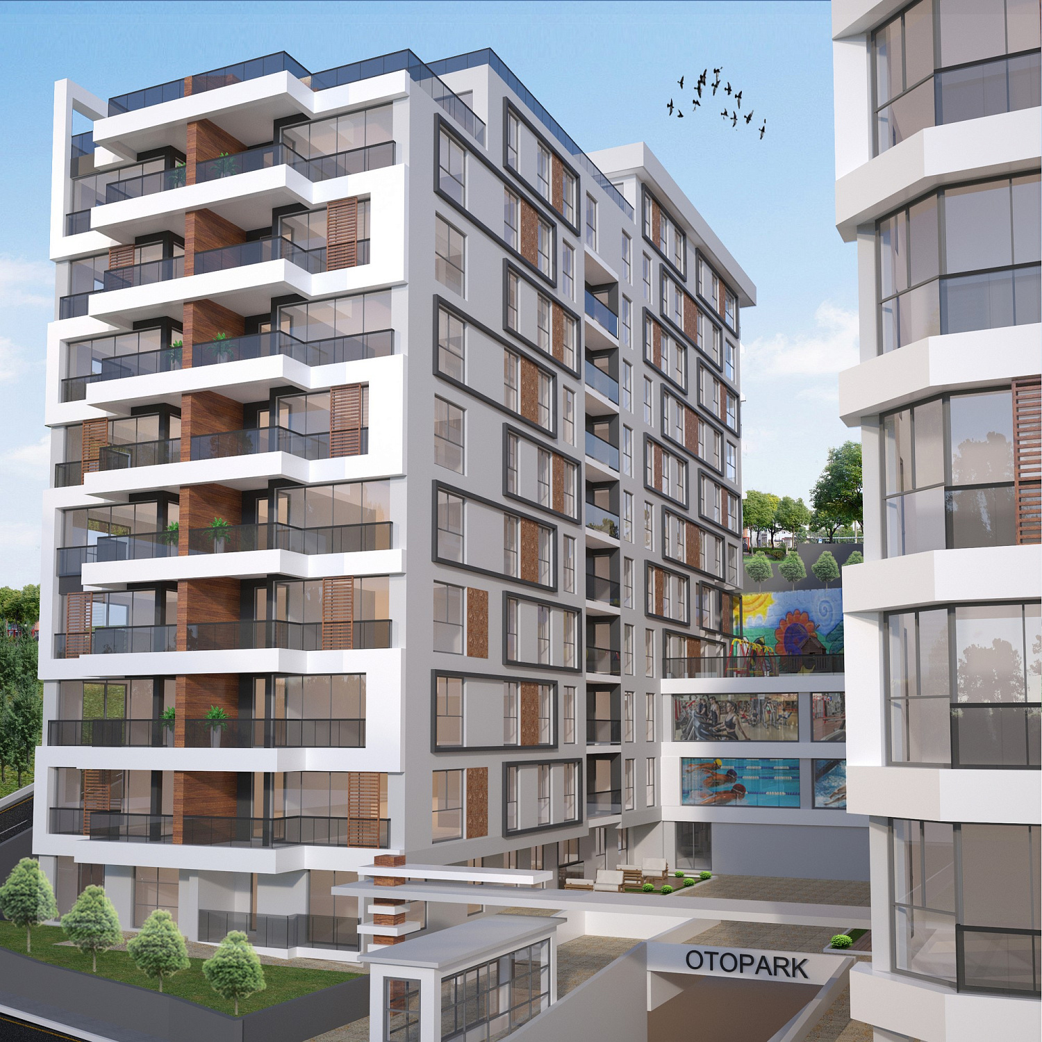 Residential project with panoramic views and green areas