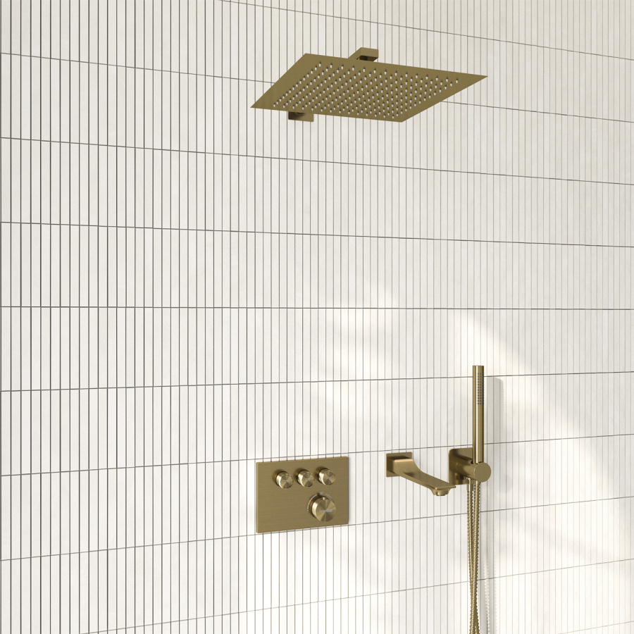 Photo WasserKRAFT Asphe A5558.180.198.285.194.286.174 Thermo with matte gold thermostat