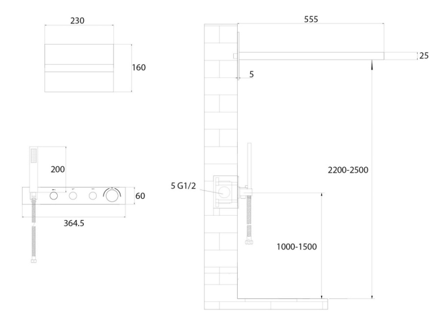 Photo Abber Rund AF8752SP shower kit with satin thermostat
