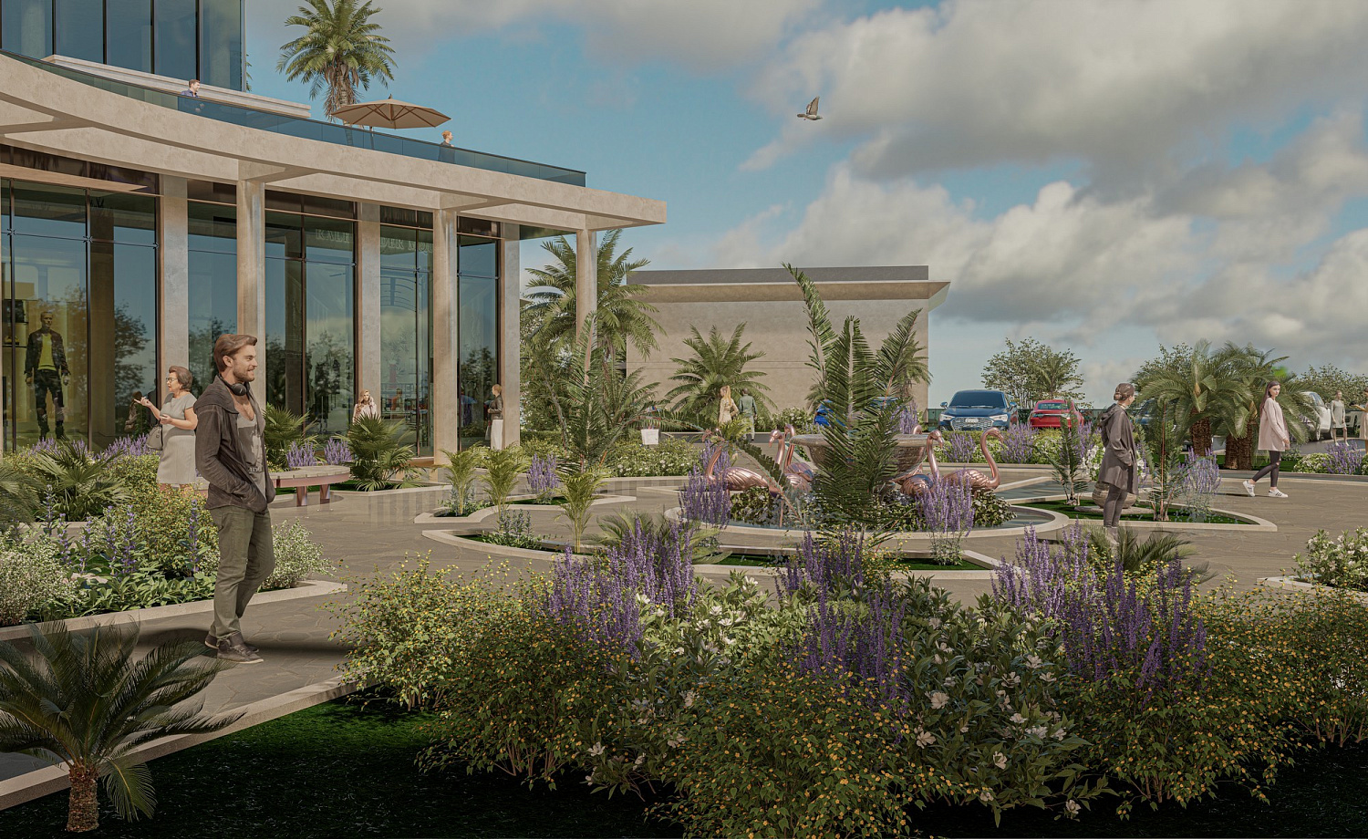 Modern complex with swimming pools and sports infrastructure