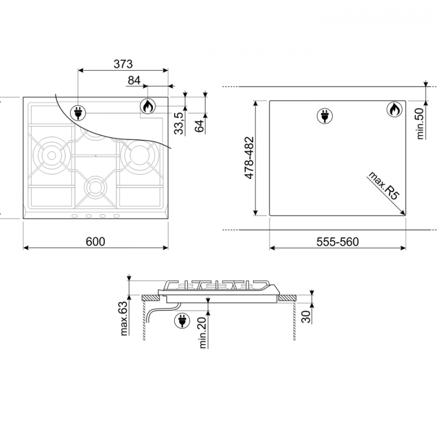 Photo hob Smeg SR764AO