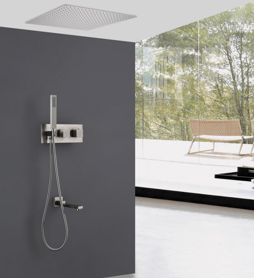 Photo Abber Daheim AF8254SP shower kit with satin thermostat
