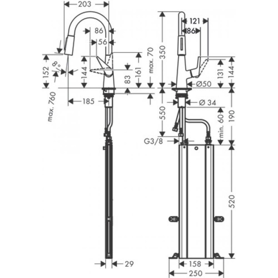Photo Kitchen mixer hansgrohe Talis M51 73850800 with exhaust shower, steel