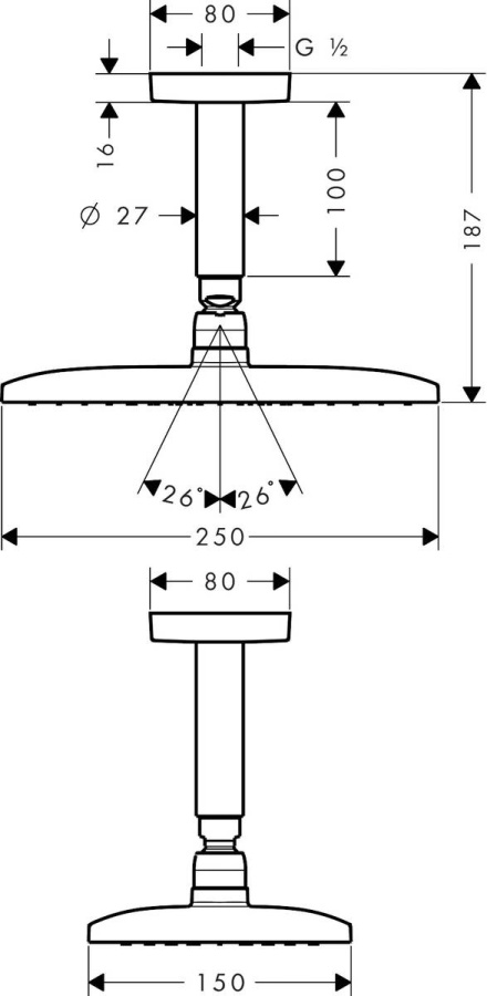 Photo overhead shower hansgrohe Raindance 27380000