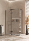 Photo Roca Acropolis door left with side panel 140x80 ZRU9307887 matte black, glass transparent