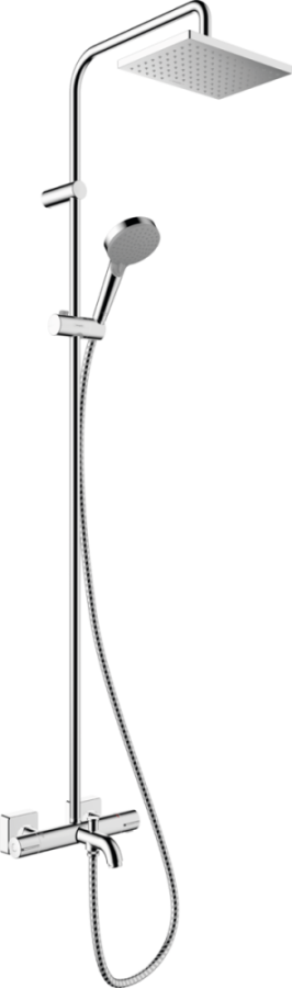 Photo Shower system with thermostat hansgrohe Vernis Shape Showerpipe 230 1jet 26284000, chromium