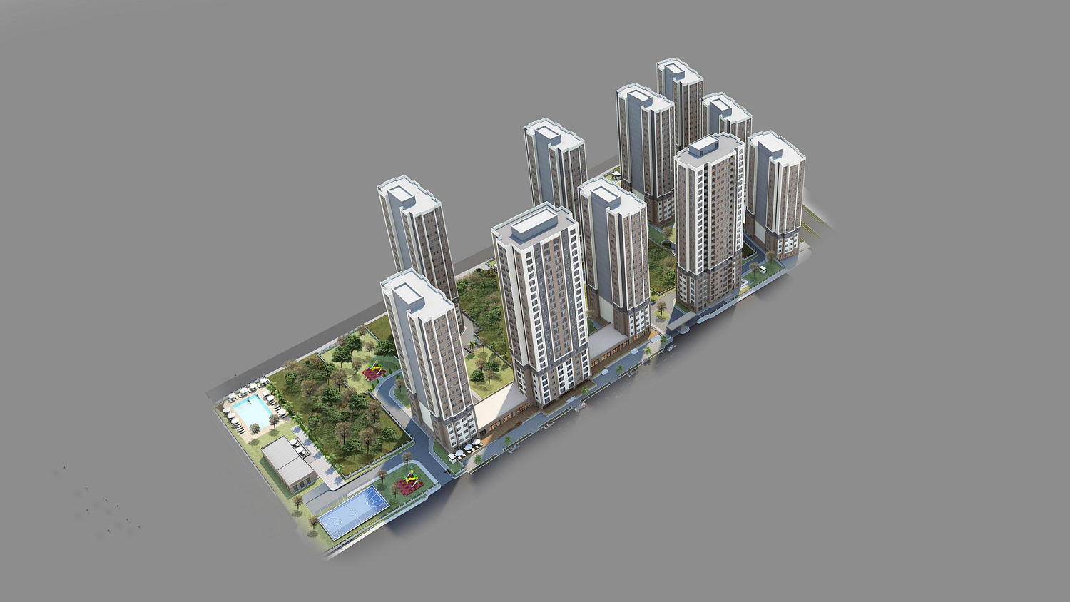 Modern family complex with extensive infrastructure