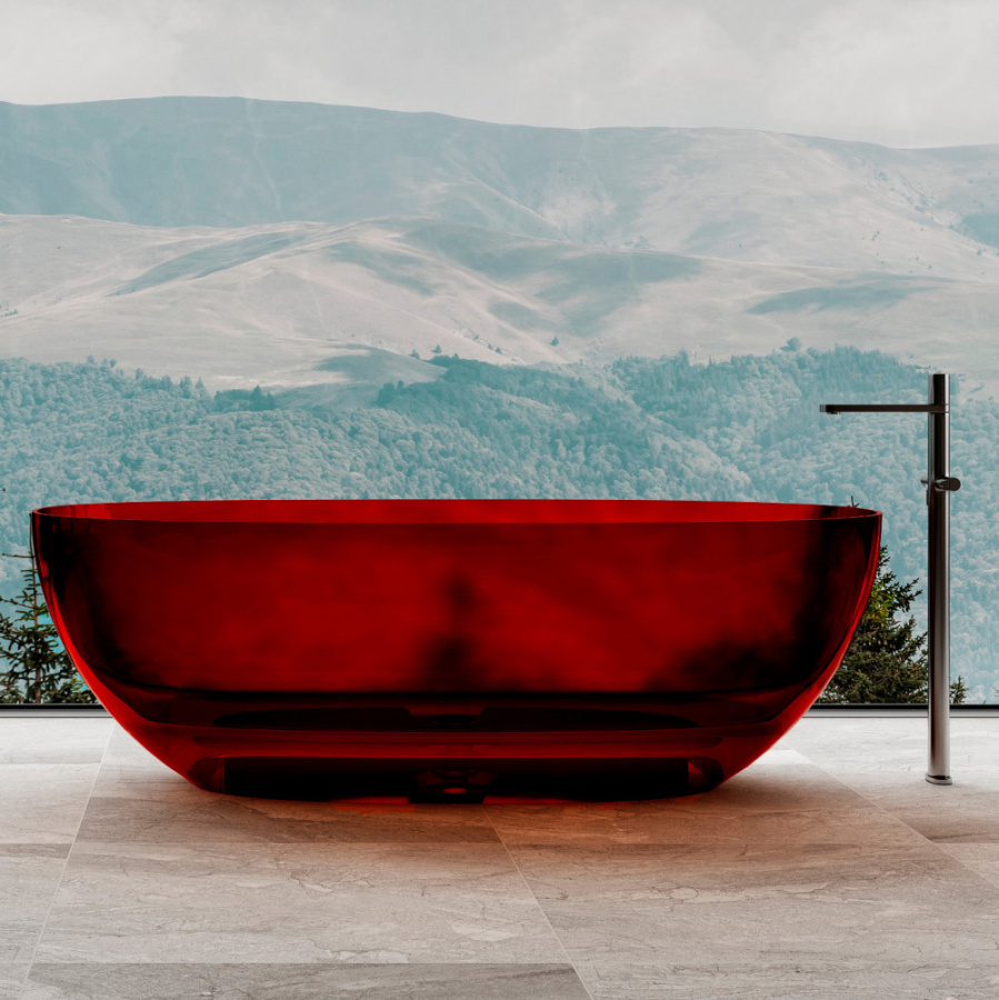 Photo Transparent bath Abber Kristall 170x75 AT9703Rubin red
