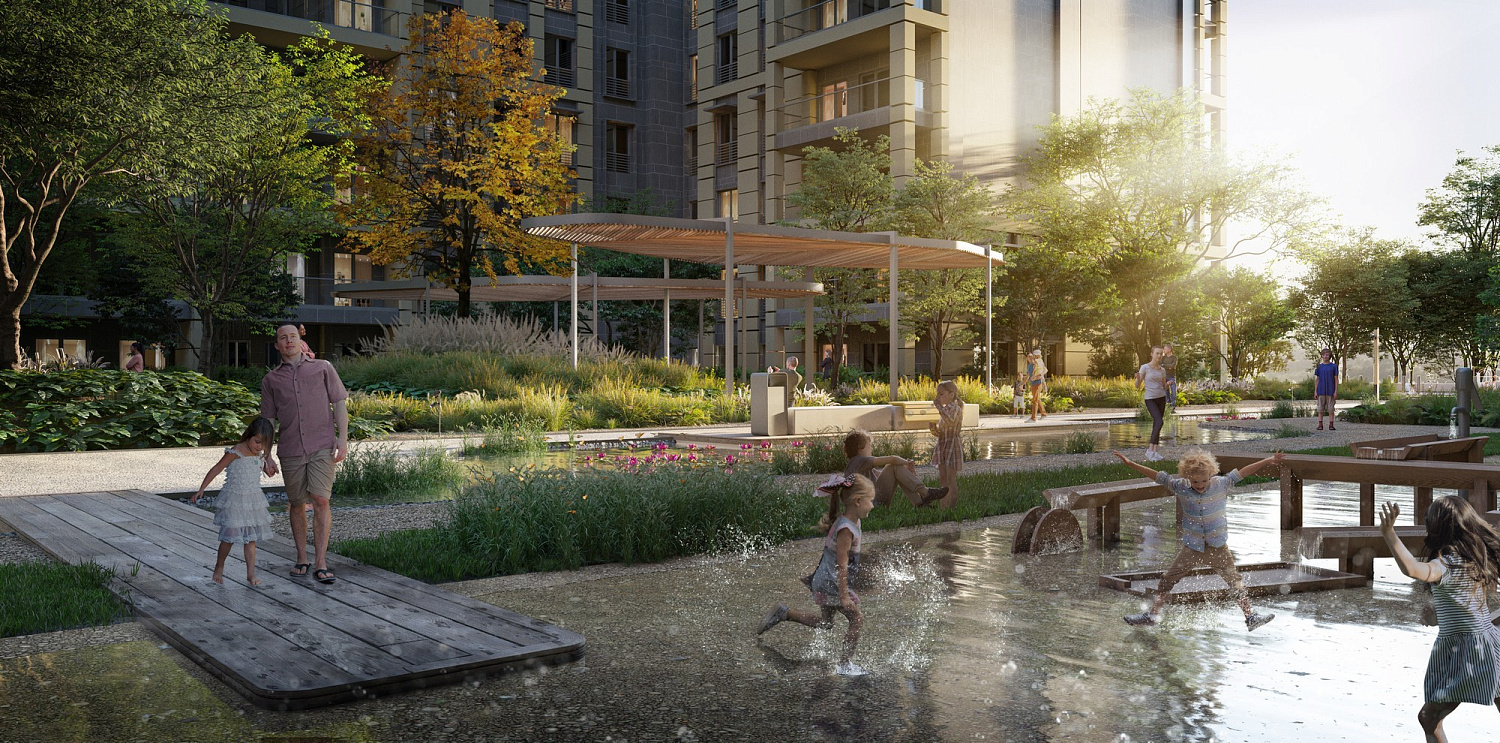 Multifunctional residential quarter with park