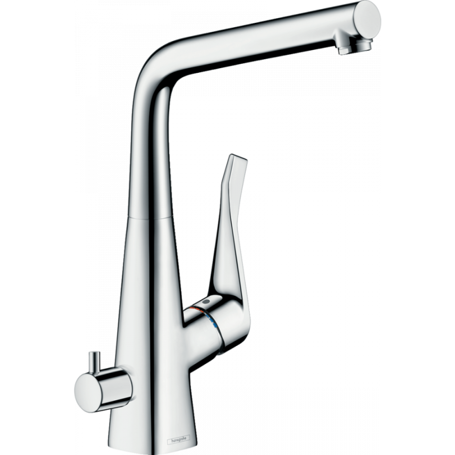 Photo Kitchen mixer hansgrohe Metris M71, 320, 1jet 14888000 with shut-off valve, chrome
