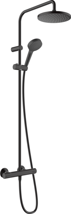 Photo Shower system with thermostat hansgrohe Vernis Blend Showerpipe 200 1jet 26089670, EcoSmart, matte black