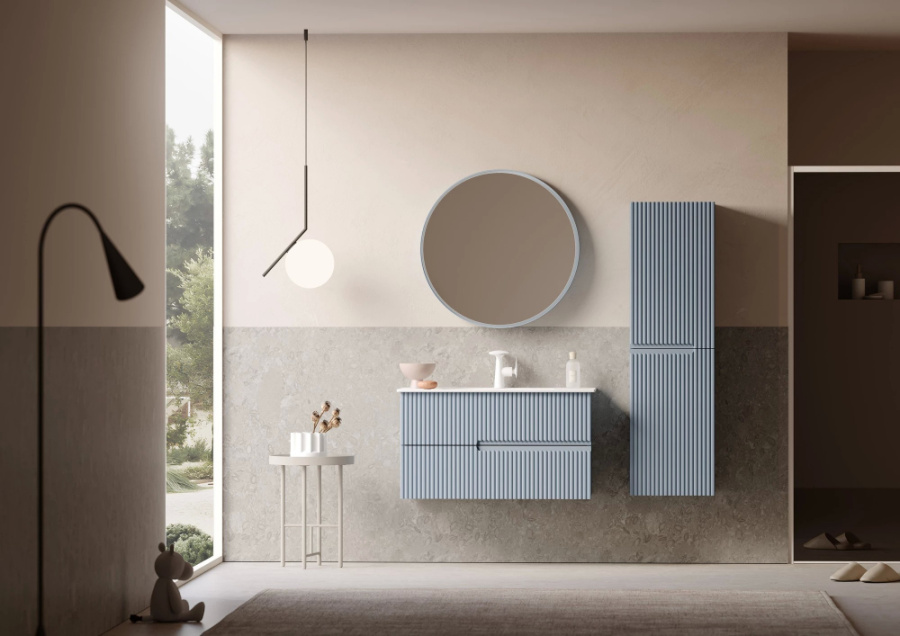 Photo Orka Moonlight sink cabinet 90 5001501 blue matte/white
