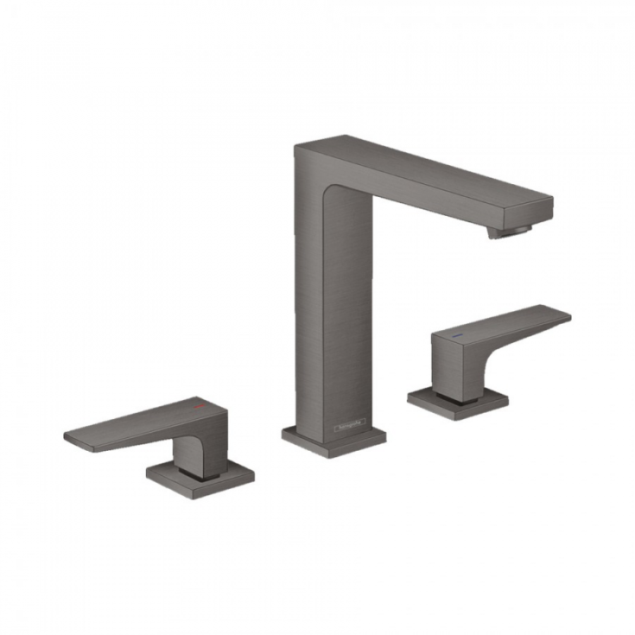 Photo Sink mixer hansgrohe Metropol 160 32515340 by 3 holes, with drain valve Push-Open, grinded black chrome