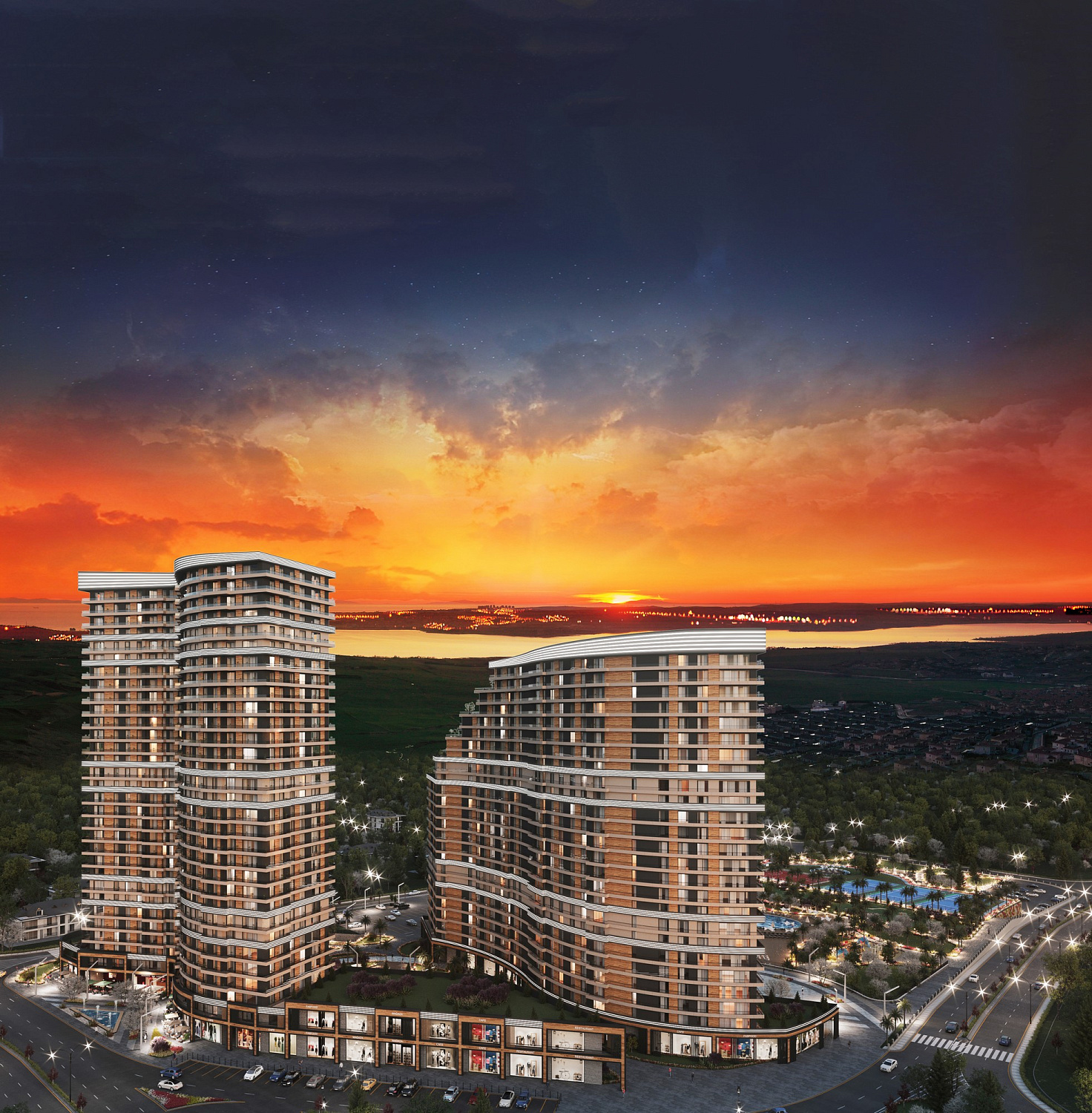Multifunctional residential complex with golf course