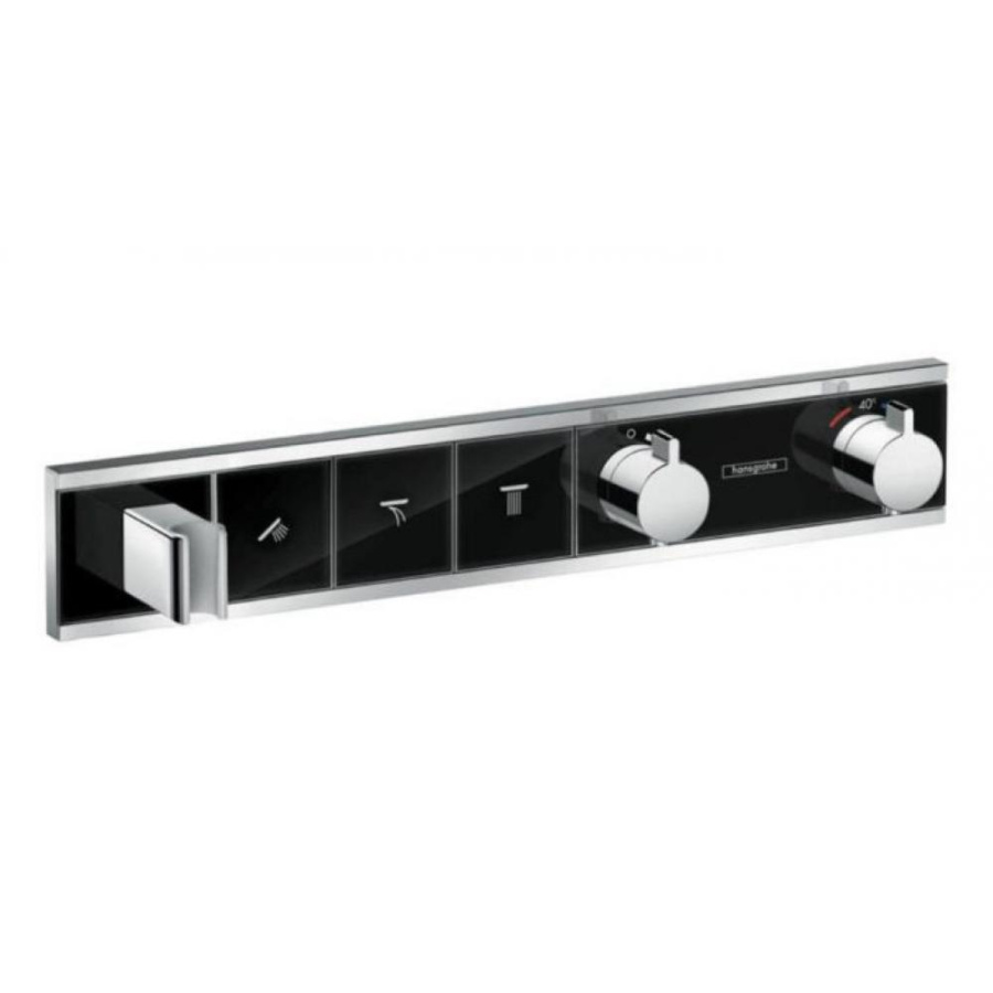 Photo Shower mixer with thermostat hansgrohe RainSelect 15356600 for 3 consumers, black/chrome