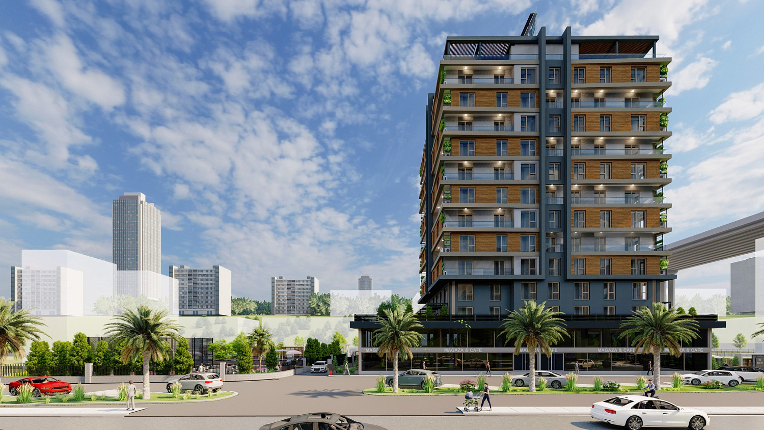 Modern residential complex with infrastructure