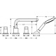 Photo Mixer on the edge of the bath hansgrohe Metris S 31447000 on 4 holes, pouring 22 cm, chrome
