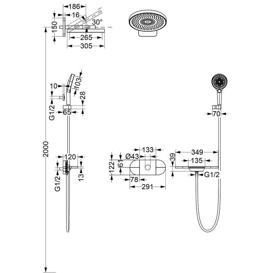 Photo Shower kit Vincea VSFW-2F12TCH