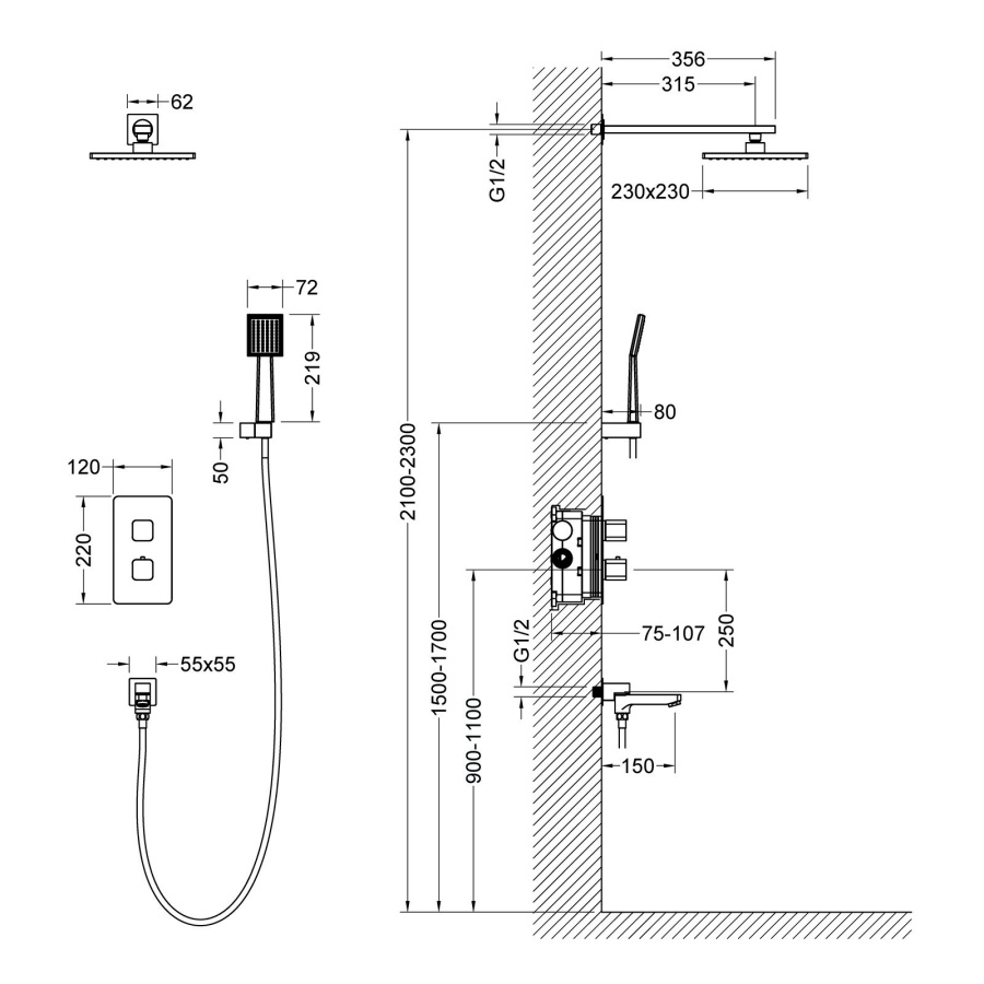 Photo Timo Petruma SX-5049/17SM shower system built-in