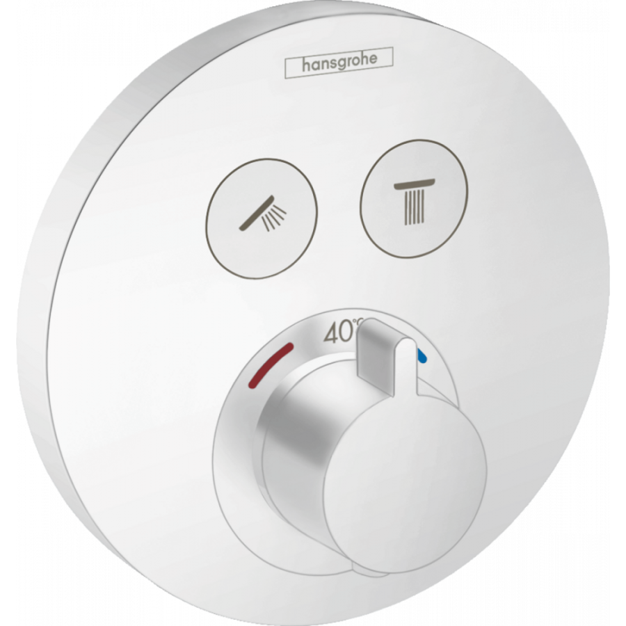 Photo Shower mixer with thermostat hansgrohe ShowerSelect S 15743700 for 2 consumers, CM, matte white