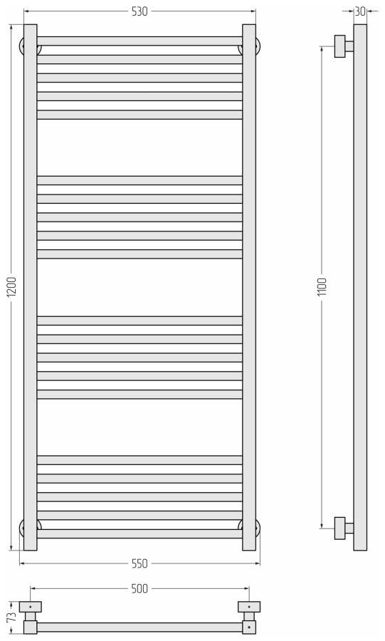 Photo Water towel warmer Sunerja Modus PRO 1200x500 071-0450-1250 satin