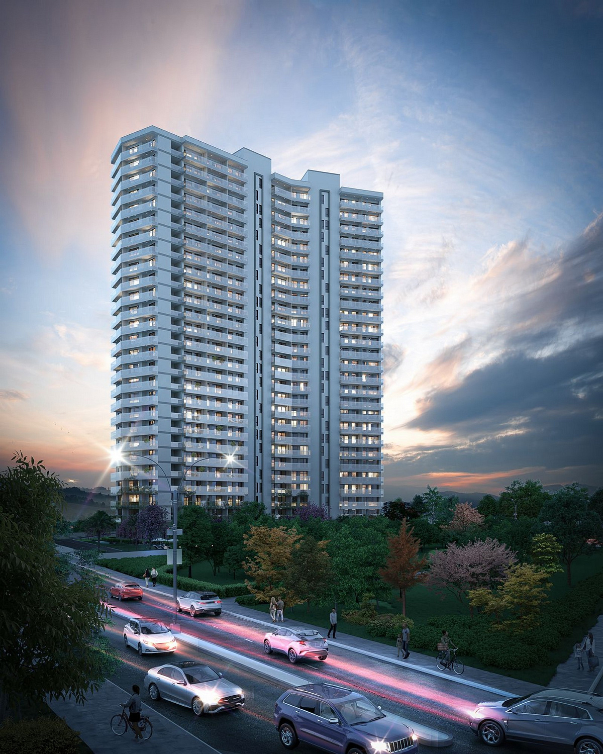 Modern residential complex overlooking the sea and islands