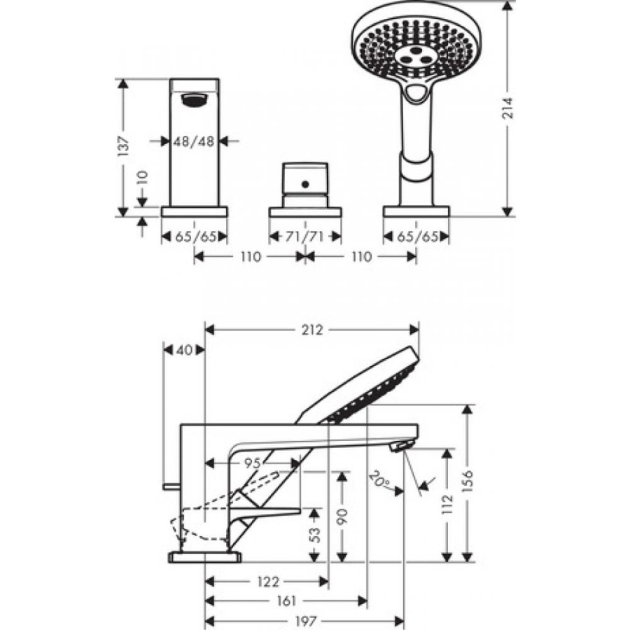 Photo Mixer at the edge of the bath hansgrohe Metropol 74550000