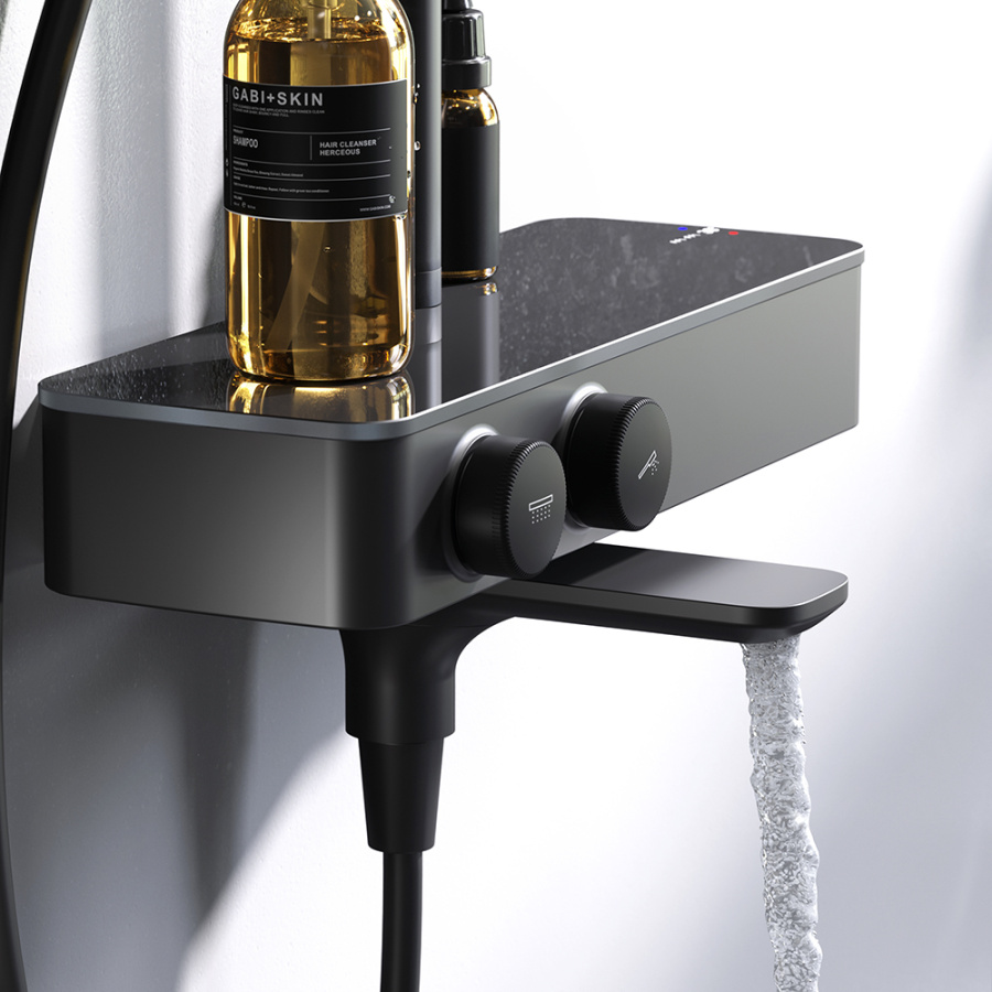 Photo shower column AM.PM Inspire V2.0 F0750A522 with thermostat matte black